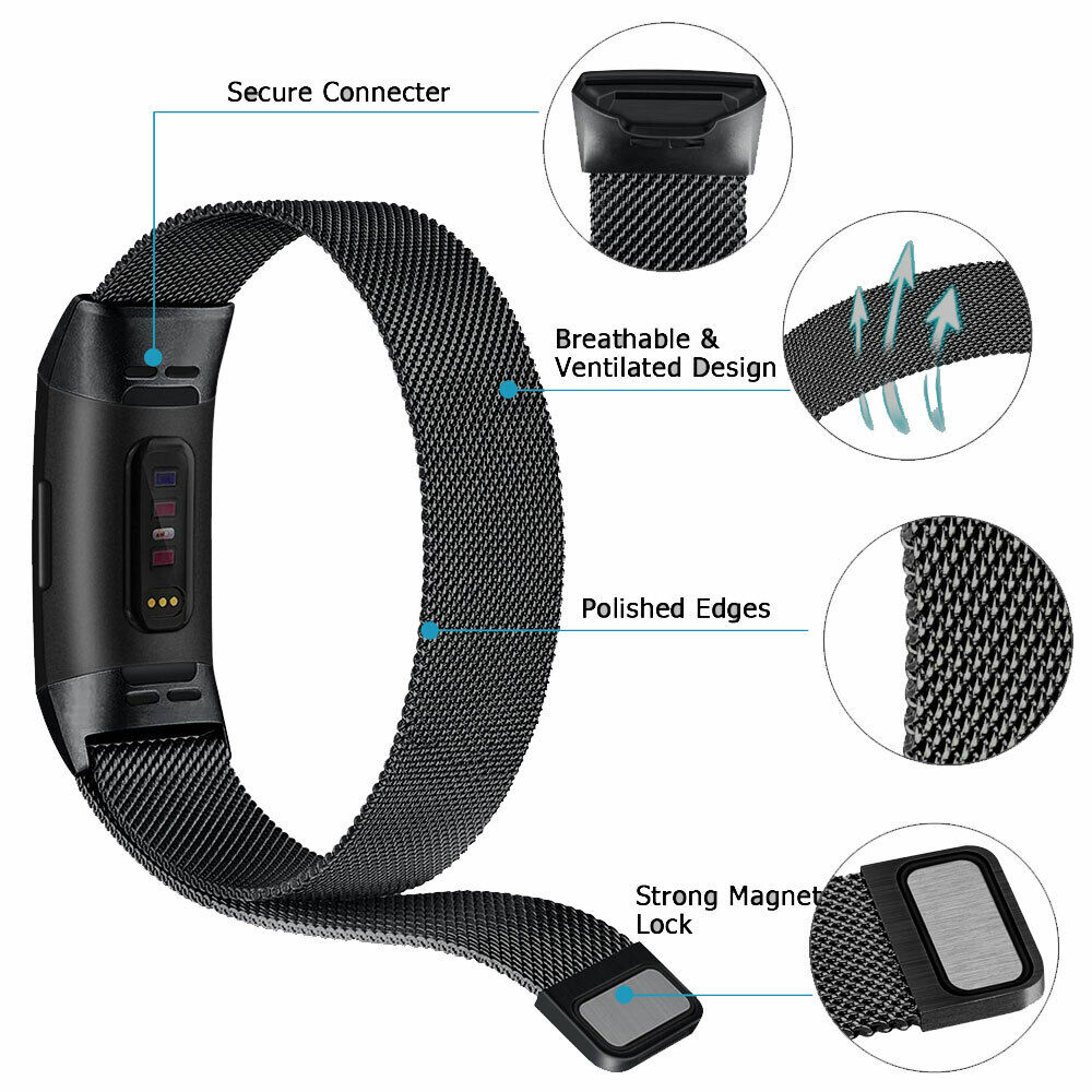 Milanese Stainless Steel Watch Band for Fitbit Charge 4 / 3