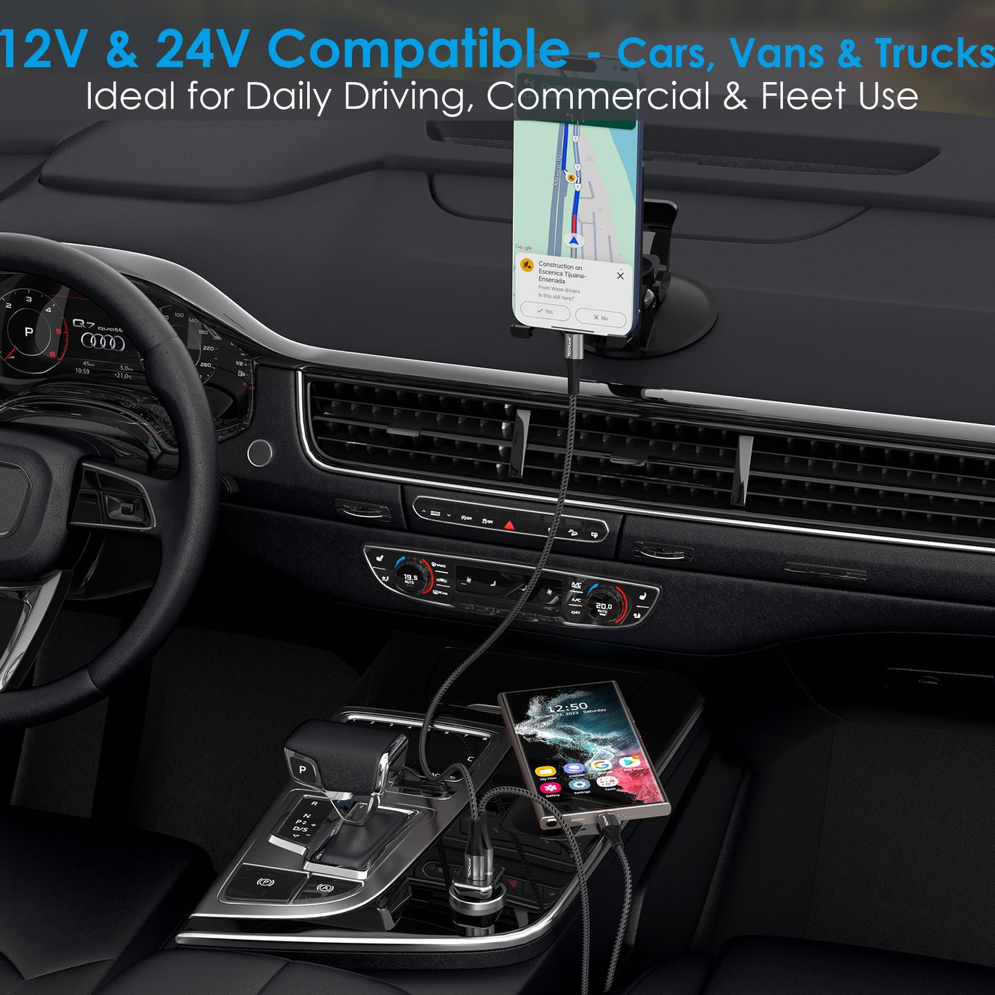 TECHGEAR 38W USB C Car Charger 12V/24V [PD 20W + QC3.0 18W] Dual Port Fast Charging Cigarette Lighter USB Adapter for Mobile, Tablets, Gaming Devices etc