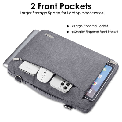 TECHGEAR AeroSlip Laptop Case, 4-in-1 Portable Slim & Waterproof Laptop Sleeve Carry Case with Strap, Handle, Trolley Belt & Storage Pockets (Available in 2 Colours, and Sizes 13–15.6”)