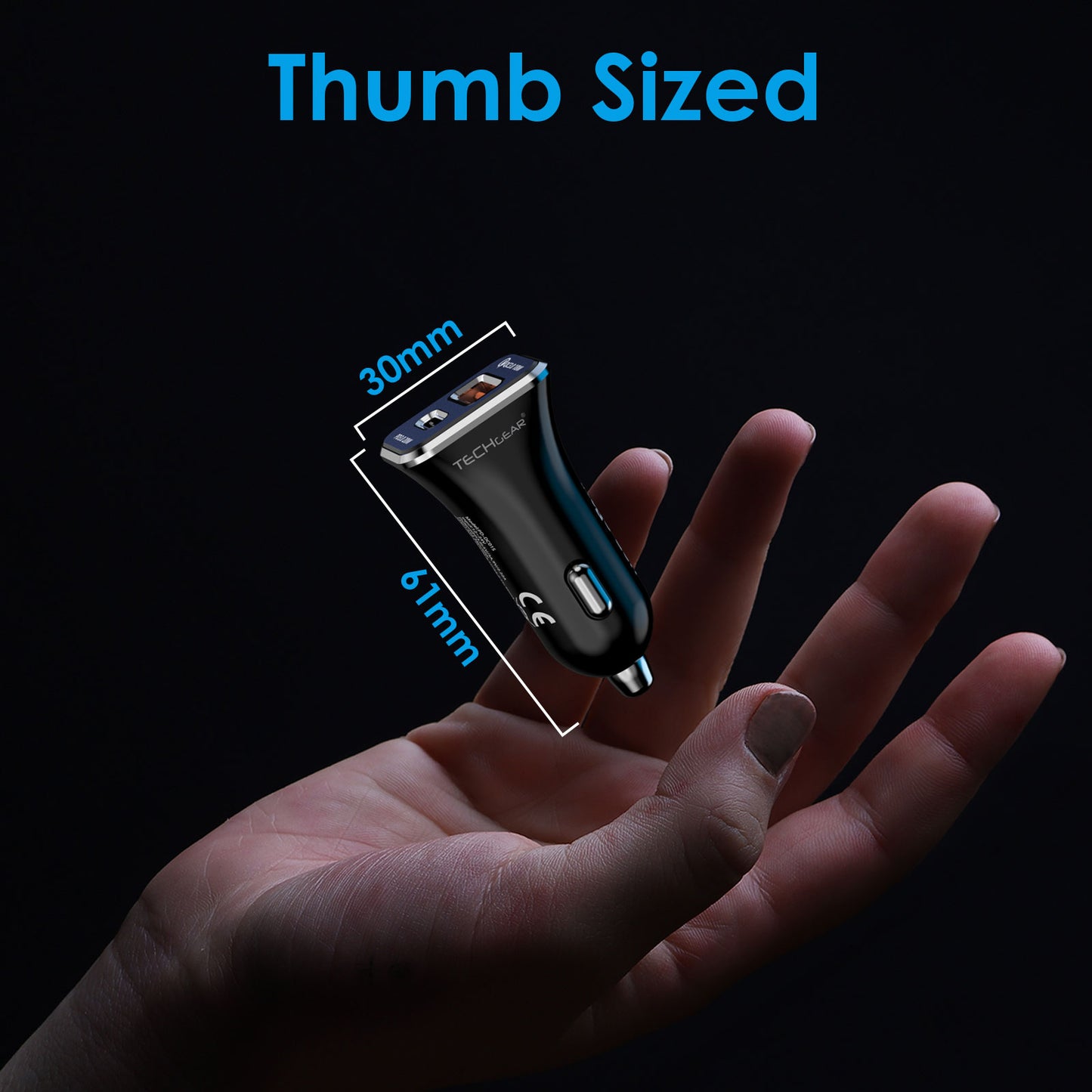 TECHGEAR 38W USB C Car Charger 12V/24V [PD 20W + QC3.0 18W] Dual Port Fast Charging Cigarette Lighter USB Adapter for Mobile, Tablets, Gaming Devices etc