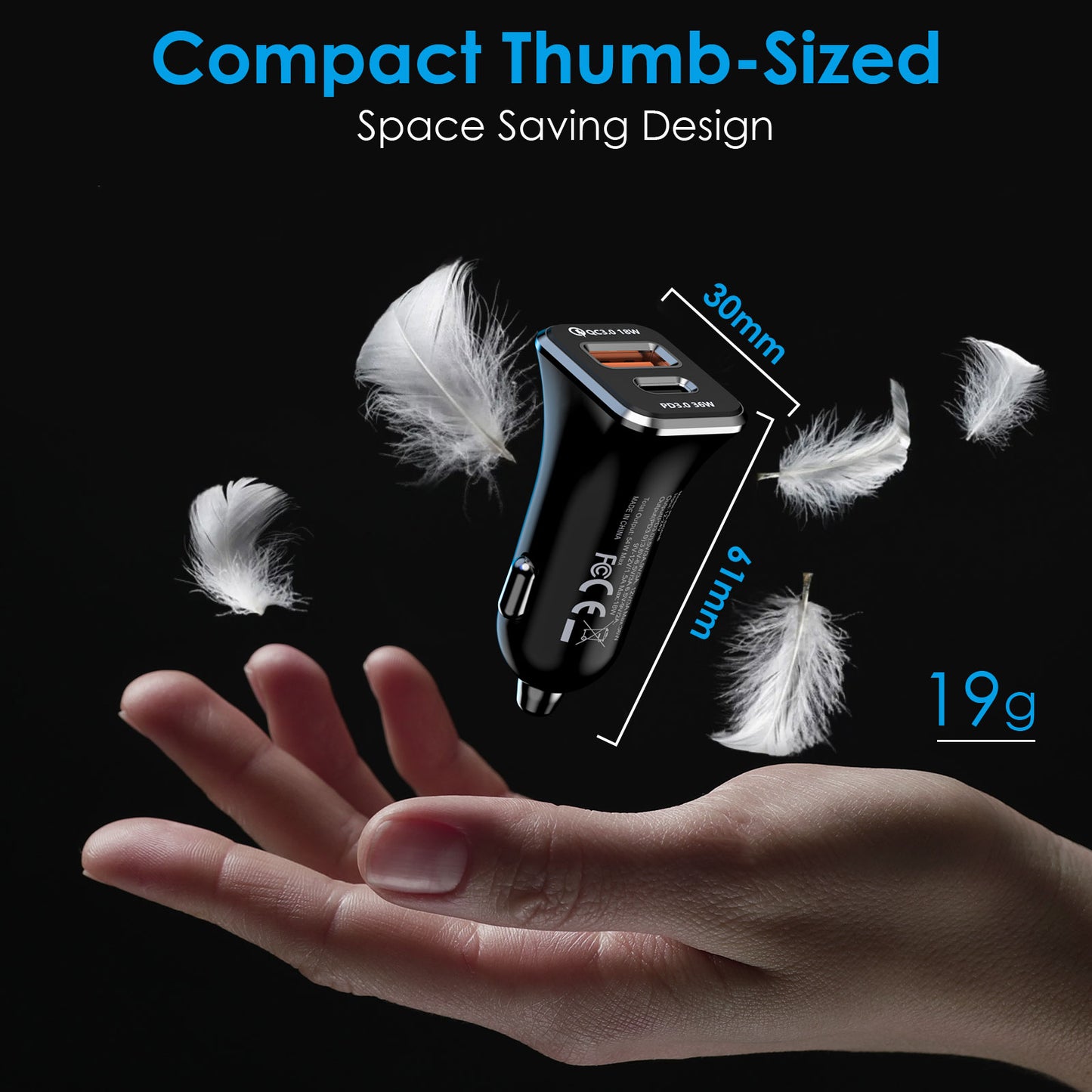 TECHGEAR 54W USB C Car Charger 12V/24V [PD 36W + QC3.0 18W] Dual Port Fast Charging Cigarette Lighter USB Adapter for Mobile, Tablets, Gaming Devices etc