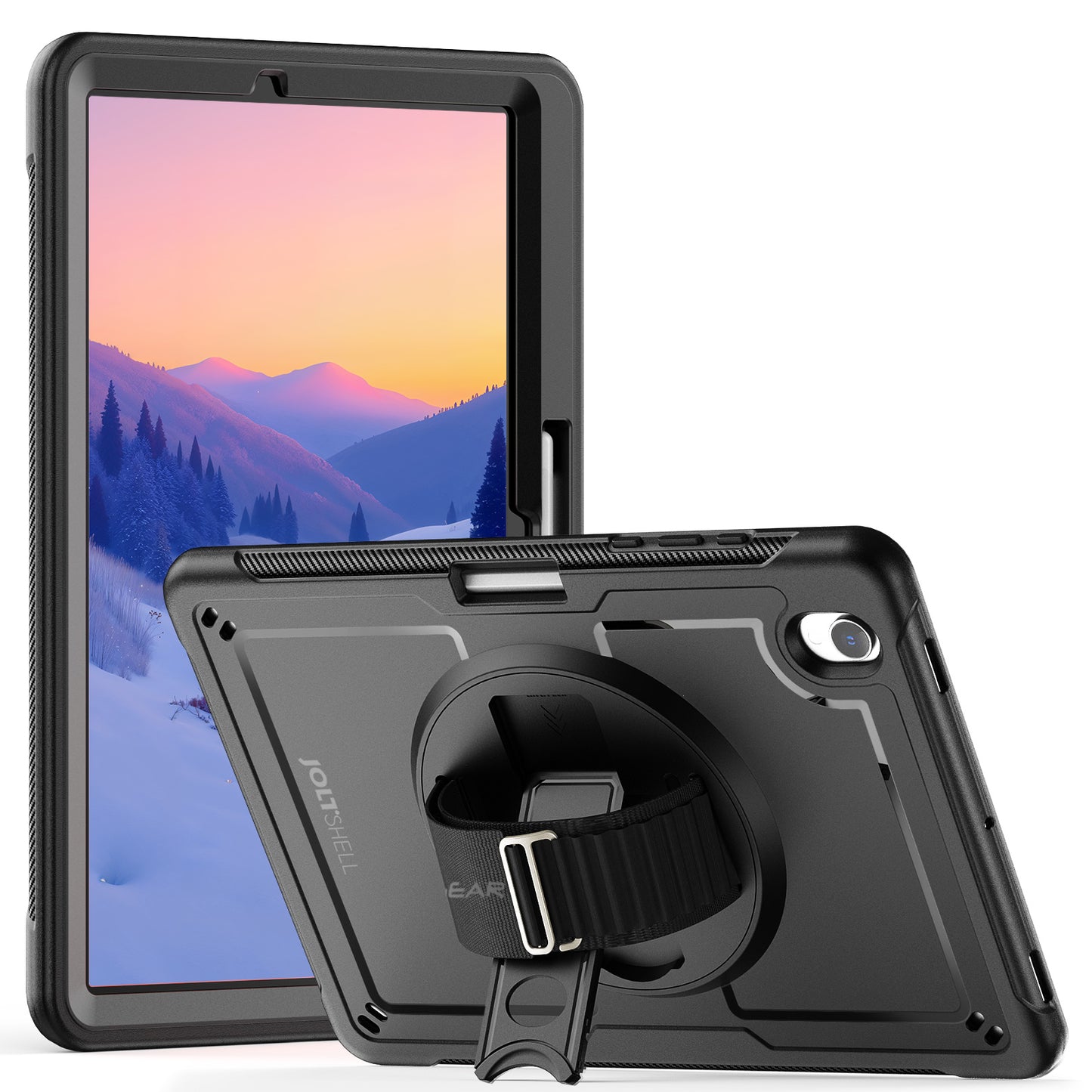 TECHGEAR JOLT Case for Samsung Galaxy Tab S11 11" (SM-X730 / SM-X736) – Slim Rugged Case with S-Pen Holder, 360° Stand, Hand Strap & Shoulder Strap