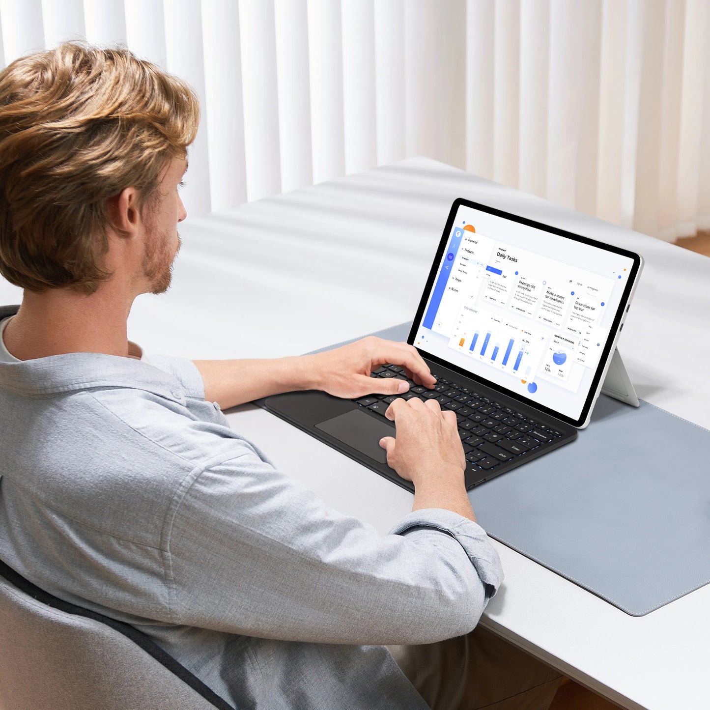 [Surface Keyboard] Slim Wireless Bluetooth Keyboard Cover, 7 Color Backlight, Precision Multi-Touch Trackpad for Microsoft Surface Pro 12