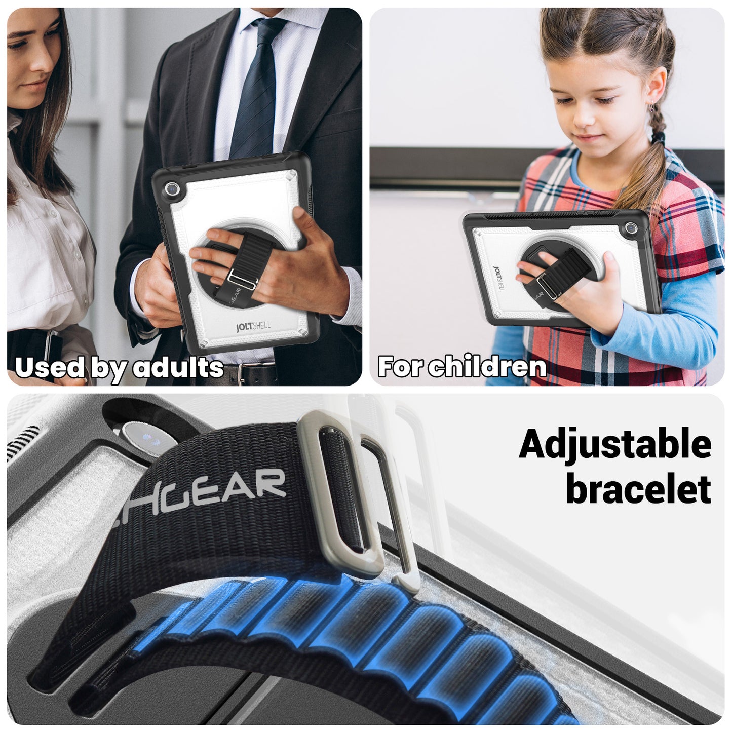 TECHGEAR JOLT Case for Samsung Galaxy Tab A11+ (A11 Plus) 11" (SM-X230 / SM-X236) – Slim Rugged Case with 360° Stand, Hand Strap & Shoulder Strap