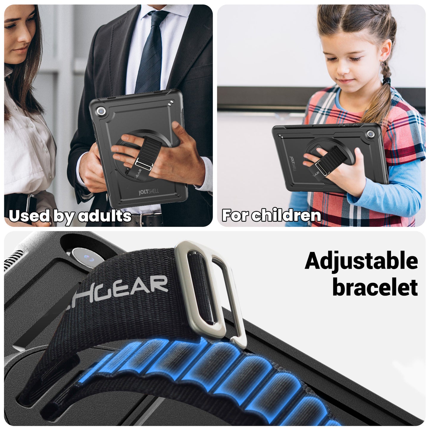 TECHGEAR JOLT Case for Samsung Galaxy Tab A11+ (A11 Plus) 11" (SM-X230 / SM-X236) – Slim Rugged Case with 360° Stand, Hand Strap & Shoulder Strap