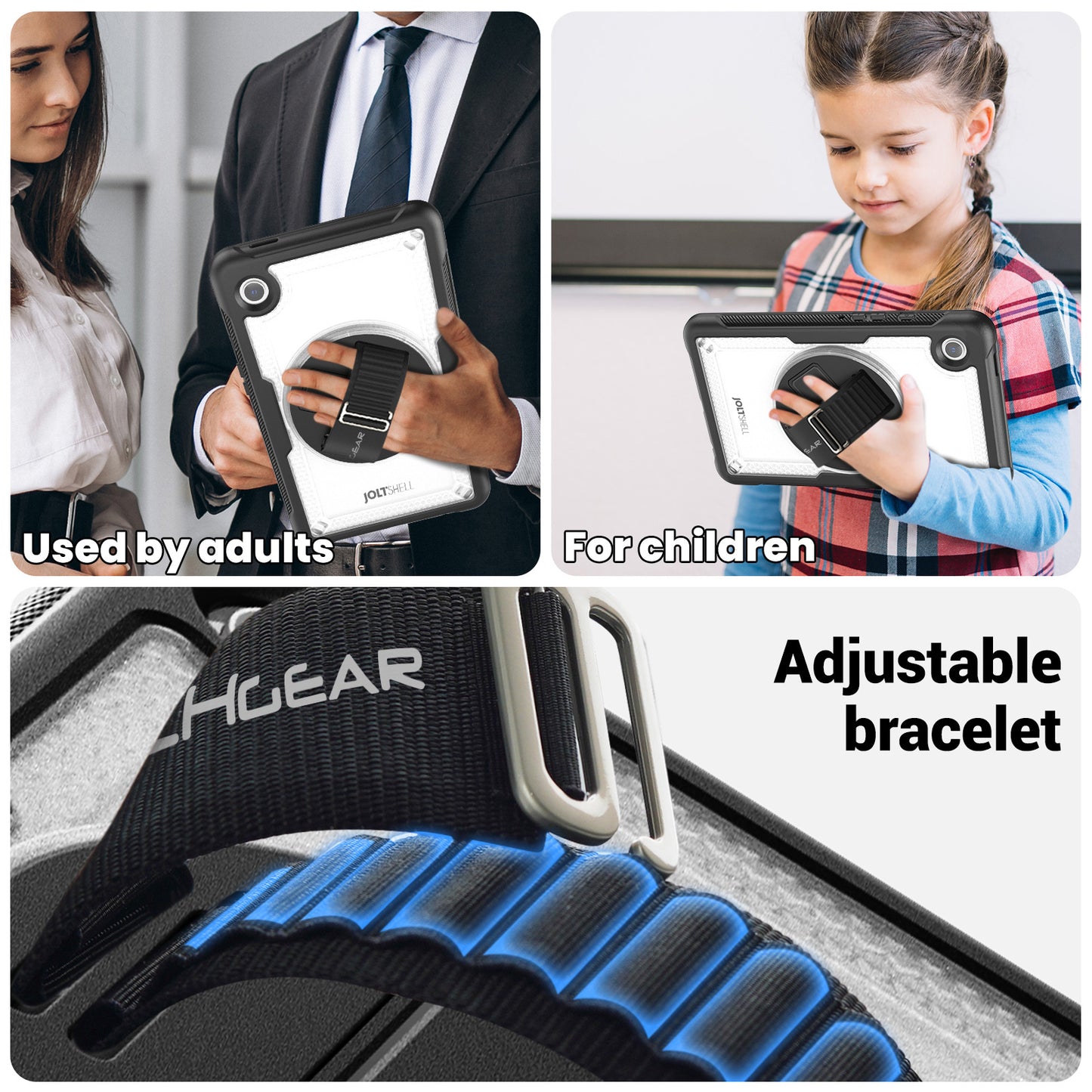 TECHGEAR JOLT Case for Samsung Galaxy Tab A11 8.7" (SM-X130 / SM-X135) – Slim Rugged Case with 360° Stand, Hand Strap & Shoulder Strap