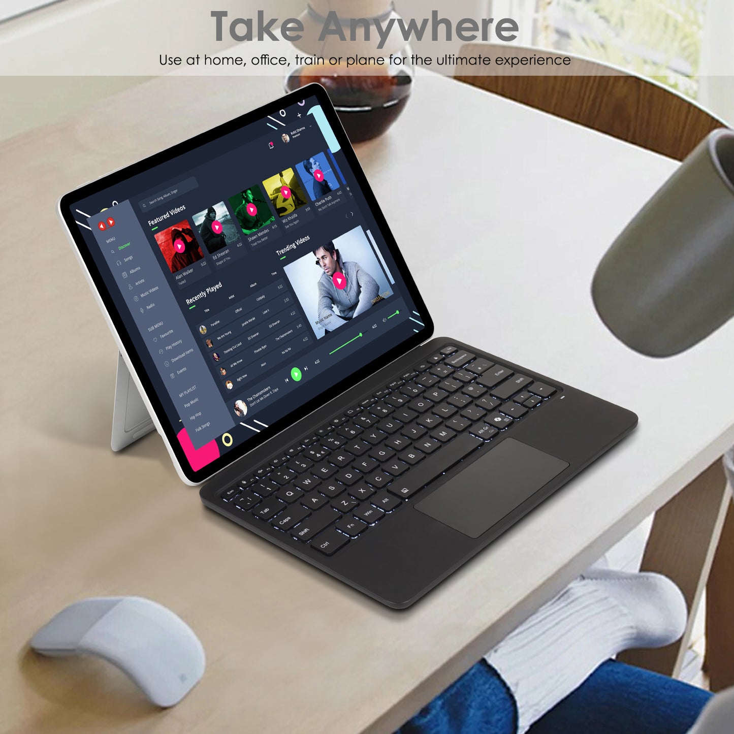 [Surface Keyboard] Slim Wireless Bluetooth Keyboard Cover, 7 Color Backlight, Precision Multi-Touch Trackpad for Microsoft Surface Pro 12