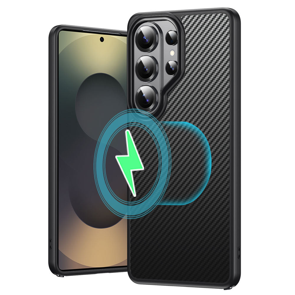 TECHGEAR Carbon Fibre Case for Samsung Galaxy S26 Ultra - Magnetic Slim Shockproof Hard Back Cover, Wireless Charging Compatible
