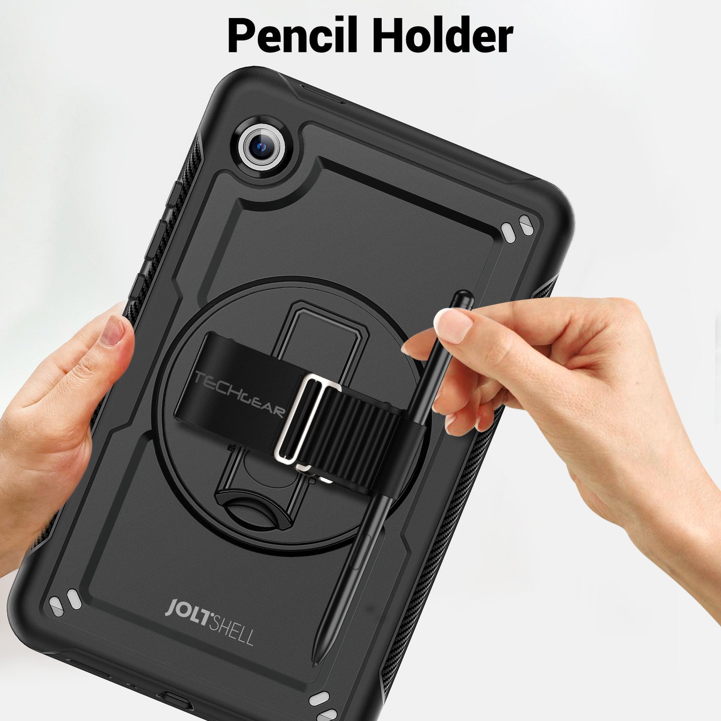 TECHGEAR JOLT Case for Samsung Galaxy Tab A11 8.7" (SM-X130 / SM-X135) – Slim Rugged Case with 360° Stand, Hand Strap & Shoulder Strap