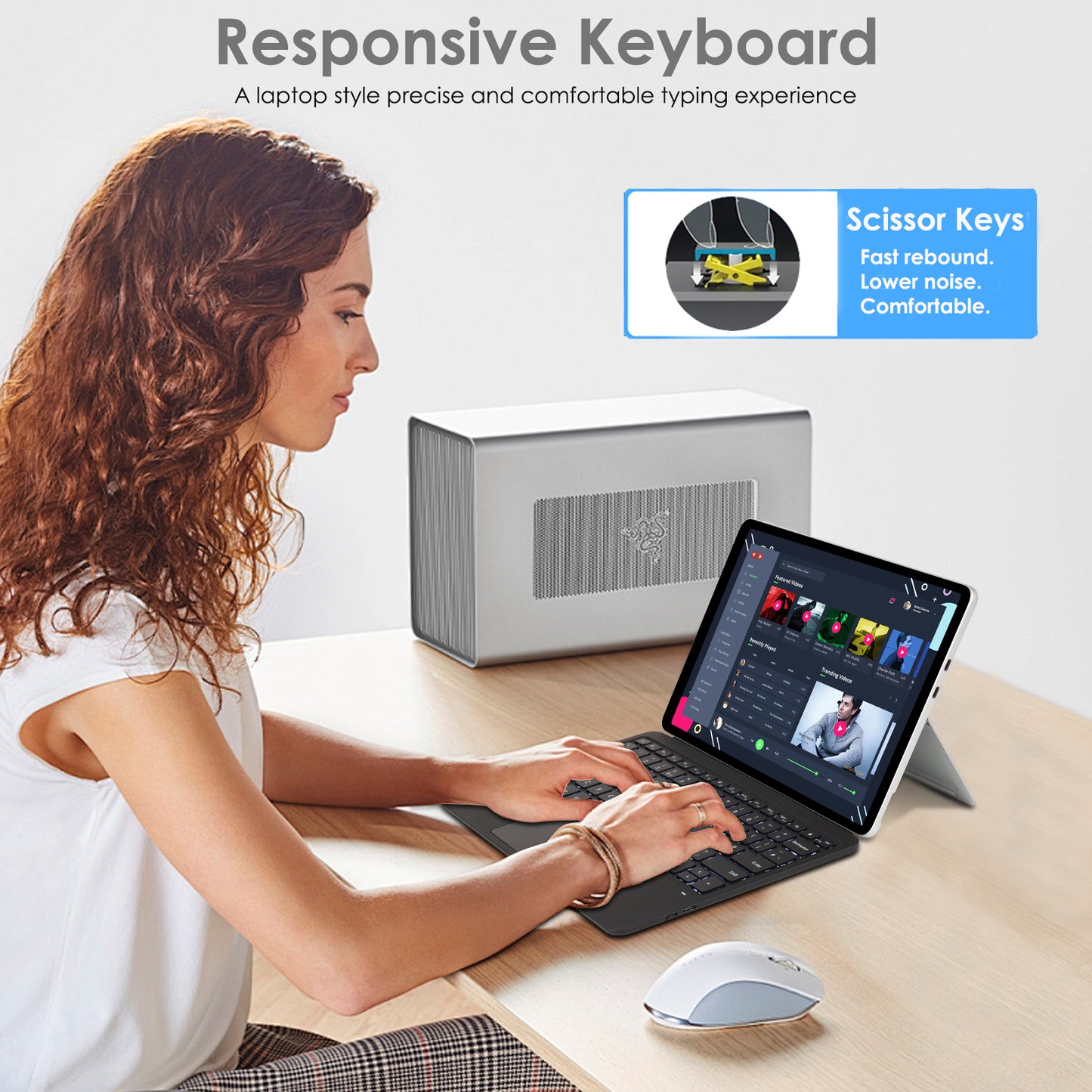 [Surface Keyboard] Slim Wireless Bluetooth Keyboard Cover, 7 Color Backlight, Precision Multi-Touch Trackpad for Microsoft Surface Pro 12