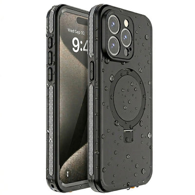 TECHGEAR Waterproof Magnetic Stand Case for iPhone 15 Pro 6.1" – IP68 Shockproof MagSafe Compatible Cover