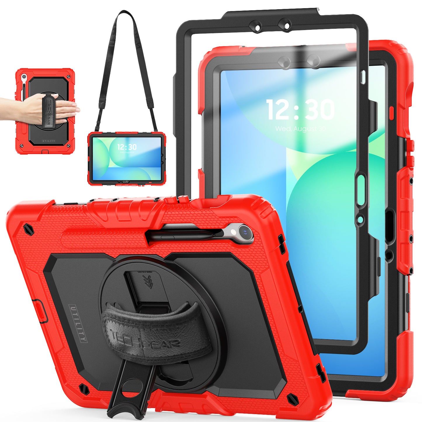 TECHGEAR Utility Case for Samsung Galaxy Tab S10 Lite / S10 FE / S9 FE 10.9" (SM-X400, X406, X520, X526, X510, X516) – Heavy Duty Full-Body Shockproof Case with Stand, Hand & Shoulder Strap