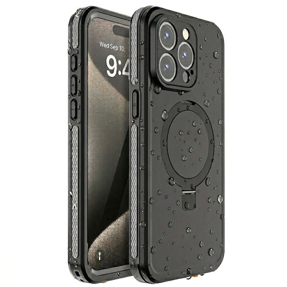 TECHGEAR Waterproof Magnetic Stand Case for iPhone 15 Pro Max 6.7" – IP68 Shockproof MagSafe Compatible Cover
