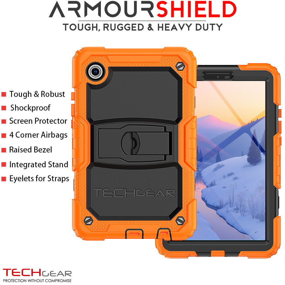 TECHGEAR ArmourSHIELD Case for Samsung Galaxy Tab A11 8.7" (SM-X130/X133/X135) – Tough Rugged Full Body Case with Screen Protector & Kickstand