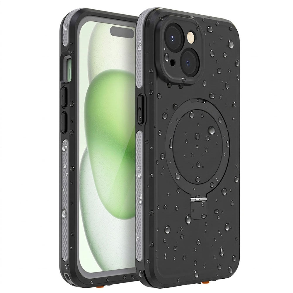 TECHGEAR Waterproof Magnetic Stand Case for iPhone 15 6.1" – IP68 Shockproof MagSafe Compatible Cover