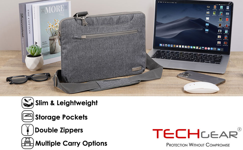 TECHGEAR UrbanDash Laptop Case – 4-in-1 Portable Laptop Sleeve with Strap, Handles & Trolley Belt, Shockproof Carry Case (Available in 5 Colours, and Sizes 11–15.6”)