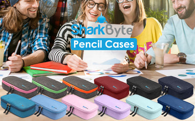SharkByte Big Pencil Case – Large Capacity Recycled Fabric Stationery Organizer for Students, Teens, Girls & Boys (Available in 11 Colours)