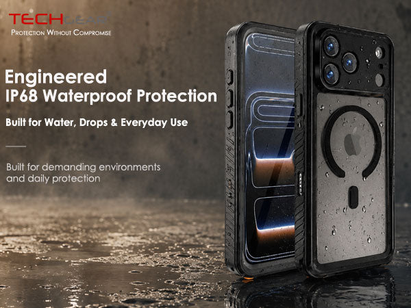 TECHGEAR Waterproof MagSafe Charging Case for iPhone 17 Pro 6.3" – IP68 Shockproof 360° Full Body Sealed Cover with Built-In Screen Protector