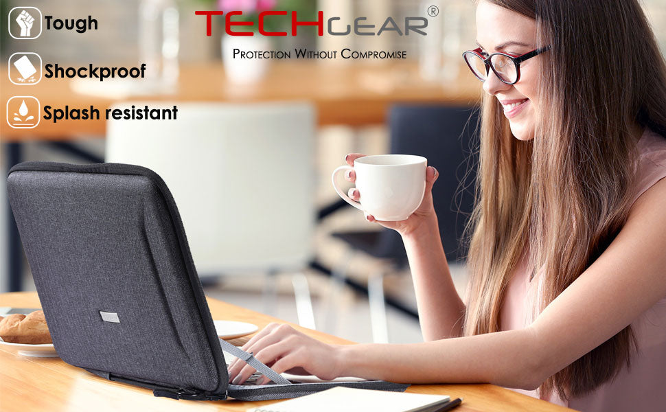 TECHGEAR Trojan Hard Shell Laptop Case – Shockproof Travel Sleeve with Handle & Shoulder Strap, EVA Protective Laptop Bag (Available in 4 Colours, 12–17”)