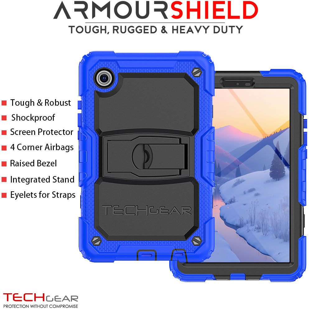 TECHGEAR ArmourSHIELD Case for Samsung Galaxy Tab A11 8.7" (SM-X130/X133/X135) – Tough Rugged Full Body Case with Screen Protector & Kickstand