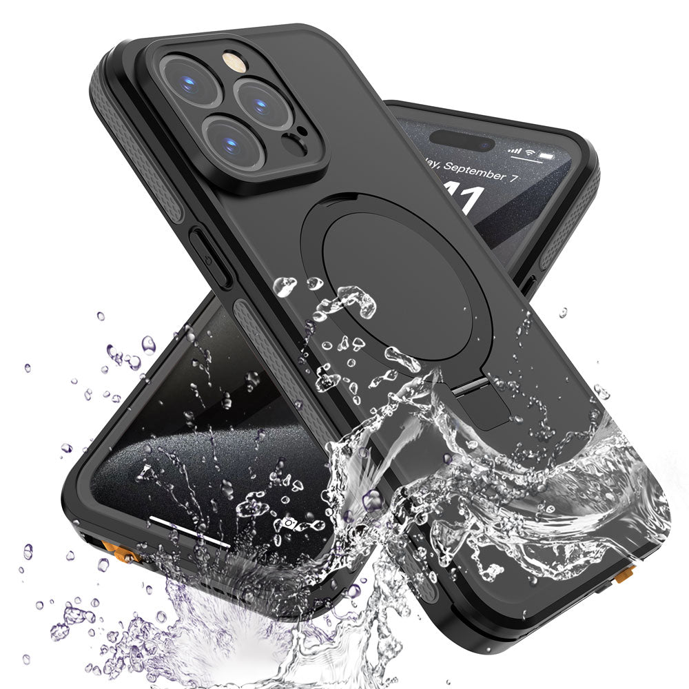 TECHGEAR Waterproof Magnetic Stand Case for iPhone 15 Pro Max 6.7" – IP68 Shockproof MagSafe Compatible Cover