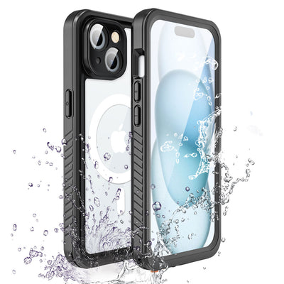 TECHGEAR Waterproof MagSafe Charging Case for iPhone 15 6.1" – IP68 Shockproof 360° Full Body Sealed Cover with Built-In Screen Protector