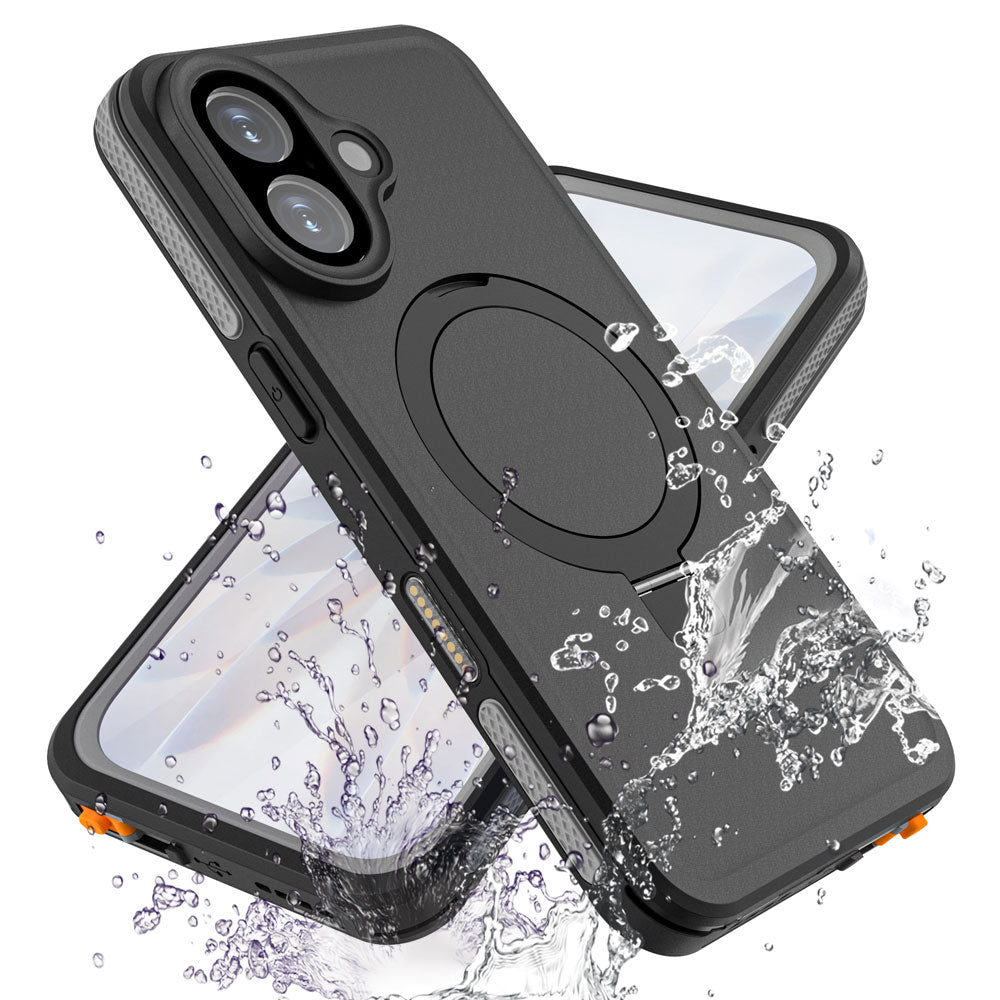 TECHGEAR Waterproof Magnetic Stand Case for iPhone 16 6.1" – IP68 Shockproof MagSafe Compatible Cover