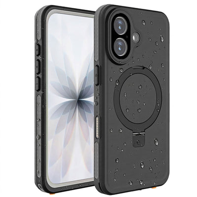 TECHGEAR Waterproof Magnetic Stand Case for iPhone 16 6.1" – IP68 Shockproof MagSafe Compatible Cover