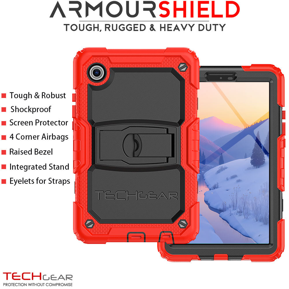 TECHGEAR ArmourSHIELD Case for Samsung Galaxy Tab A11 8.7" (SM-X130/X133/X135) – Tough Rugged Full Body Case with Screen Protector & Kickstand