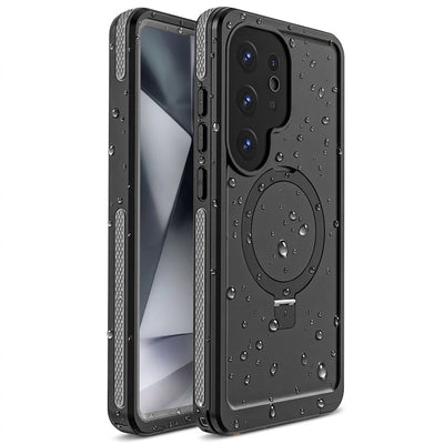 TECHGEAR Waterproof Magnetic Stand Case for Samsung Galaxy S25 Ultra – IP68 Shockproof Full Body Magnetic Charging Compatible Cover