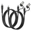 TECHGEAR 2-in-1 100 W USB-A/C to USB-C Soft Silicone Fast Charging Cable – Tangle-Free, PD 3.0/QC 4.0, E-Marker – Black | Red | White – 30 cm | 1 m | 2 m | 3 m | 2 Pack | 3 Pack
