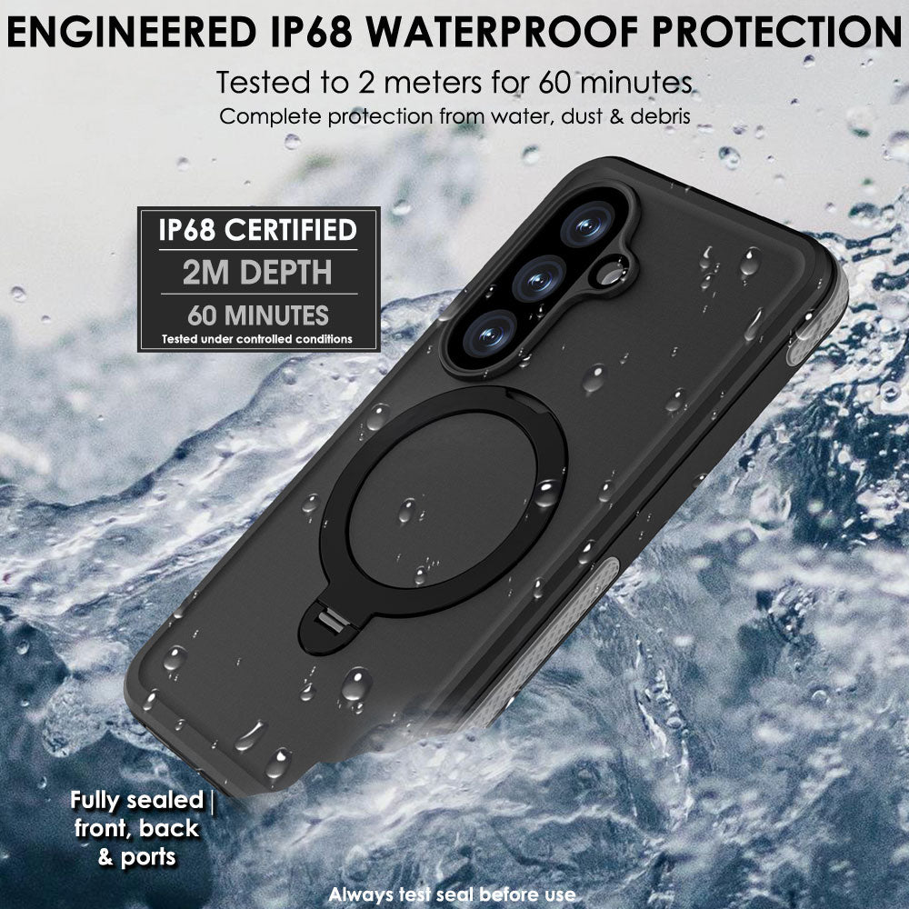 TECHGEAR Waterproof Magnetic Stand Case for Samsung Galaxy S26 Ultra – IP68 Shockproof Full Body Magnetic Charging Compatible Cover