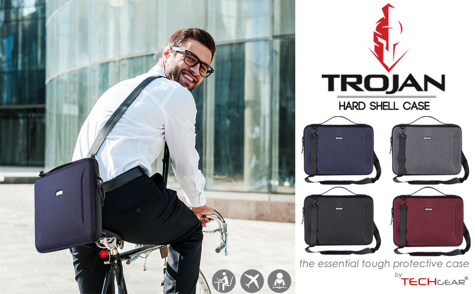 TECHGEAR Trojan Hard Shell Laptop Case – Shockproof Travel Sleeve with Handle & Shoulder Strap, EVA Protective Laptop Bag (Available in 4 Colours, 12–17”)