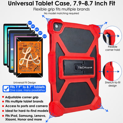 TECHGEAR Universal Tablet Case 8 Inch (7.9–8.7") - Rugged Bumper Case with Stand, Adjustable Fit Shockproof Protective Cover for iPad, Samsung, Lenovo, Android Tablets (Copy)