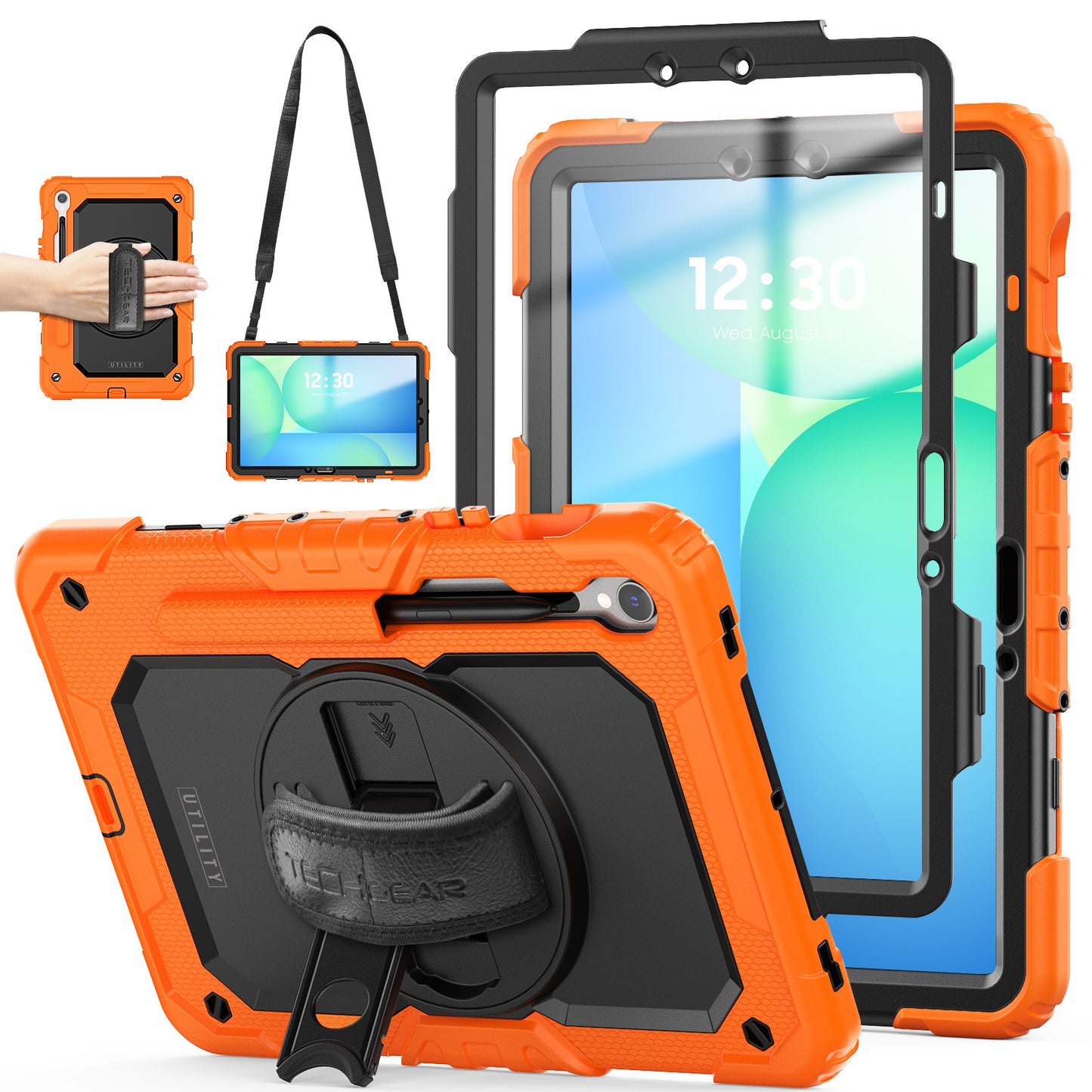 TECHGEAR Utility Case for Samsung Galaxy Tab S10 Lite / S10 FE / S9 FE 10.9" (SM-X400, X406, X520, X526, X510, X516) – Heavy Duty Full-Body Shockproof Case with Stand, Hand & Shoulder Strap