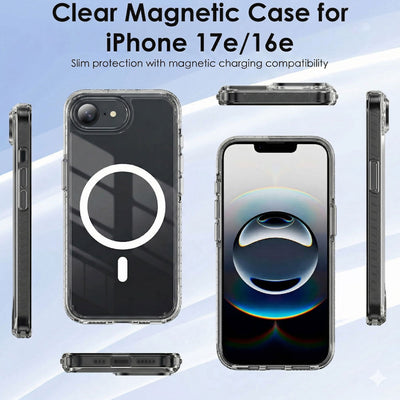 TECHGEAR Clear Magnetic Case for iPhone 17e / iPhone 16e - MagSafe Compatible Shockproof Hybrid Phone Case with Hard Clear Back, TPU Bumper and Slim Transparent Protection