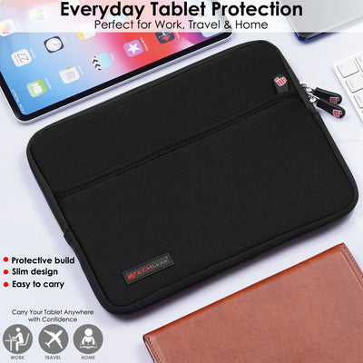 TECHGEAR Tablet Sleeve Case 7–13 Inch - Shockproof Neoprene Pouch with Bubble Protection, Zip Pocket, Slim Protective iPad Samsung Tablet Laptop Sleeve