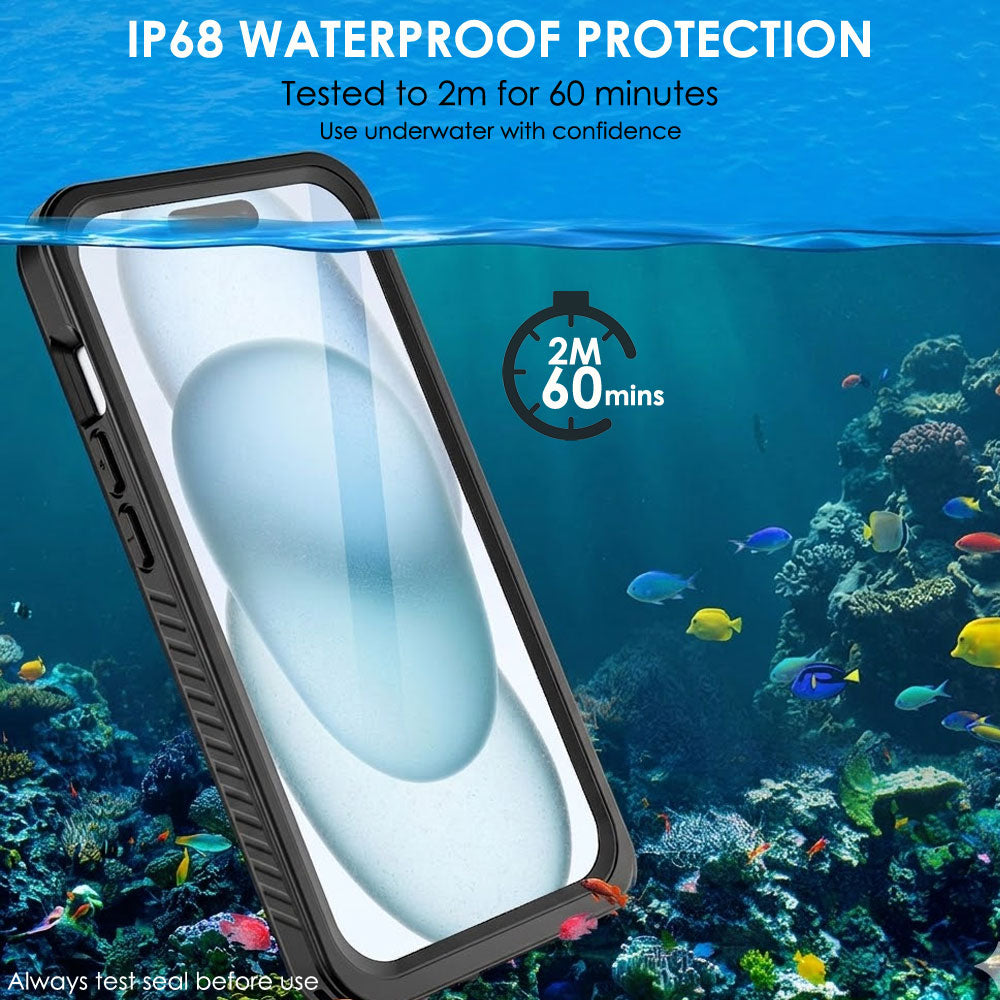 TECHGEAR Waterproof MagSafe Charging Case for iPhone 15 6.1" – IP68 Shockproof 360° Full Body Sealed Cover with Built-In Screen Protector