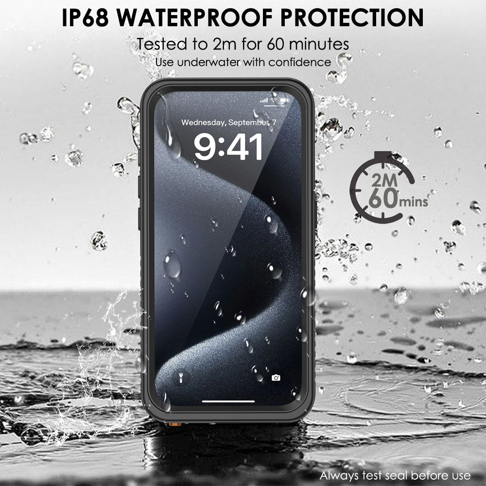 TECHGEAR Waterproof MagSafe Charging Case for iPhone 15 Pro 6.1" – IP68 Shockproof 360° Full Body Sealed Cover with Built-In Screen Protector