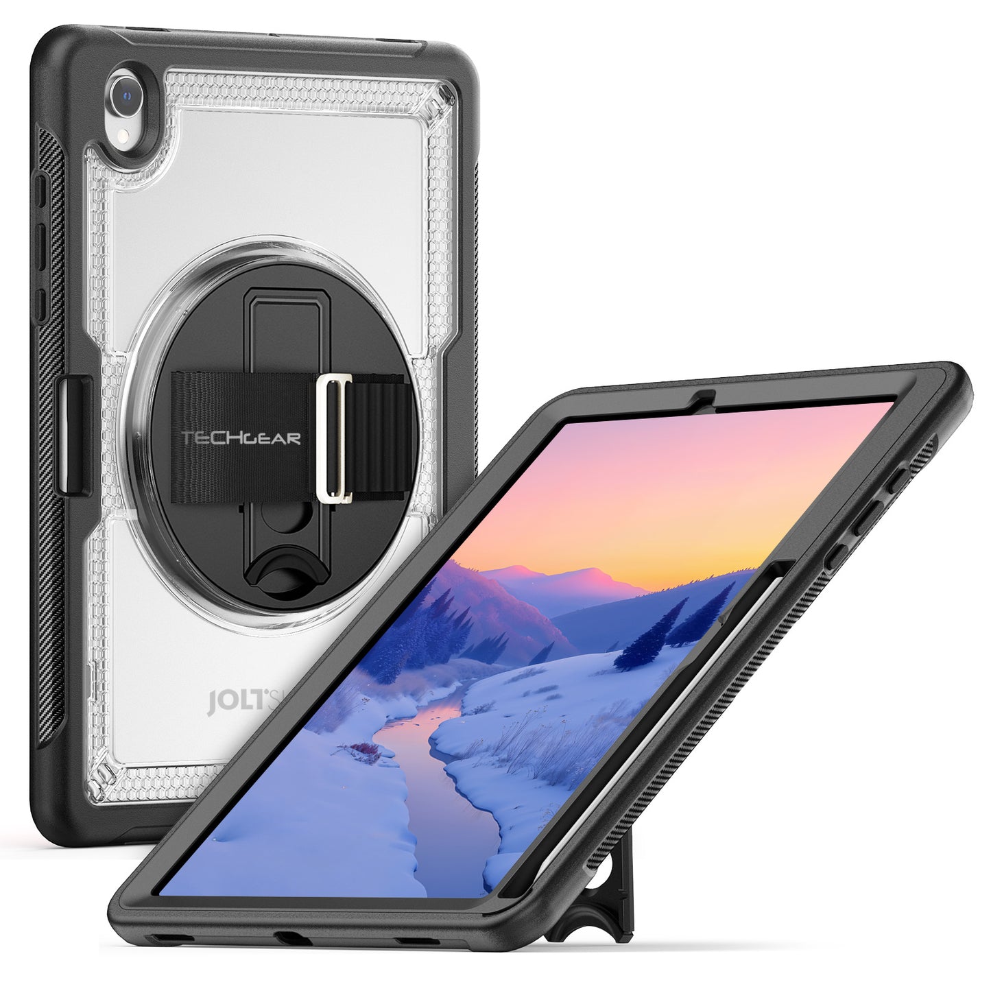 TECHGEAR JOLT Case for Samsung Galaxy Tab S11 11" (SM-X730 / SM-X736) – Slim Rugged Case with S-Pen Holder, 360° Stand, Hand Strap & Shoulder Strap