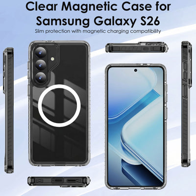 TECHGEAR Clear Magnetic Case Samsung Galaxy S26 – Slim Transparent Shockproof Cover with Magnetic Wireless Charging Compatible