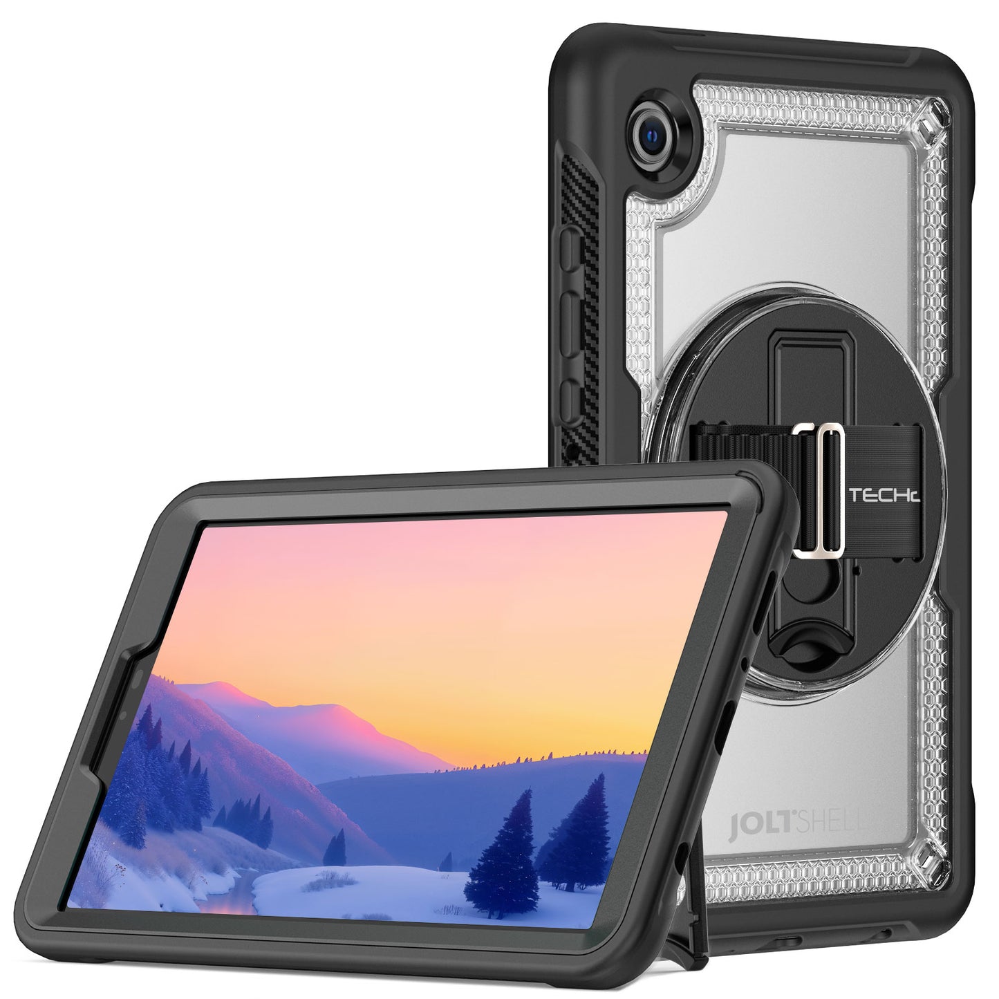 TECHGEAR JOLT Case for Samsung Galaxy Tab A11 8.7" (SM-X130 / SM-X135) – Slim Rugged Case with 360° Stand, Hand Strap & Shoulder Strap