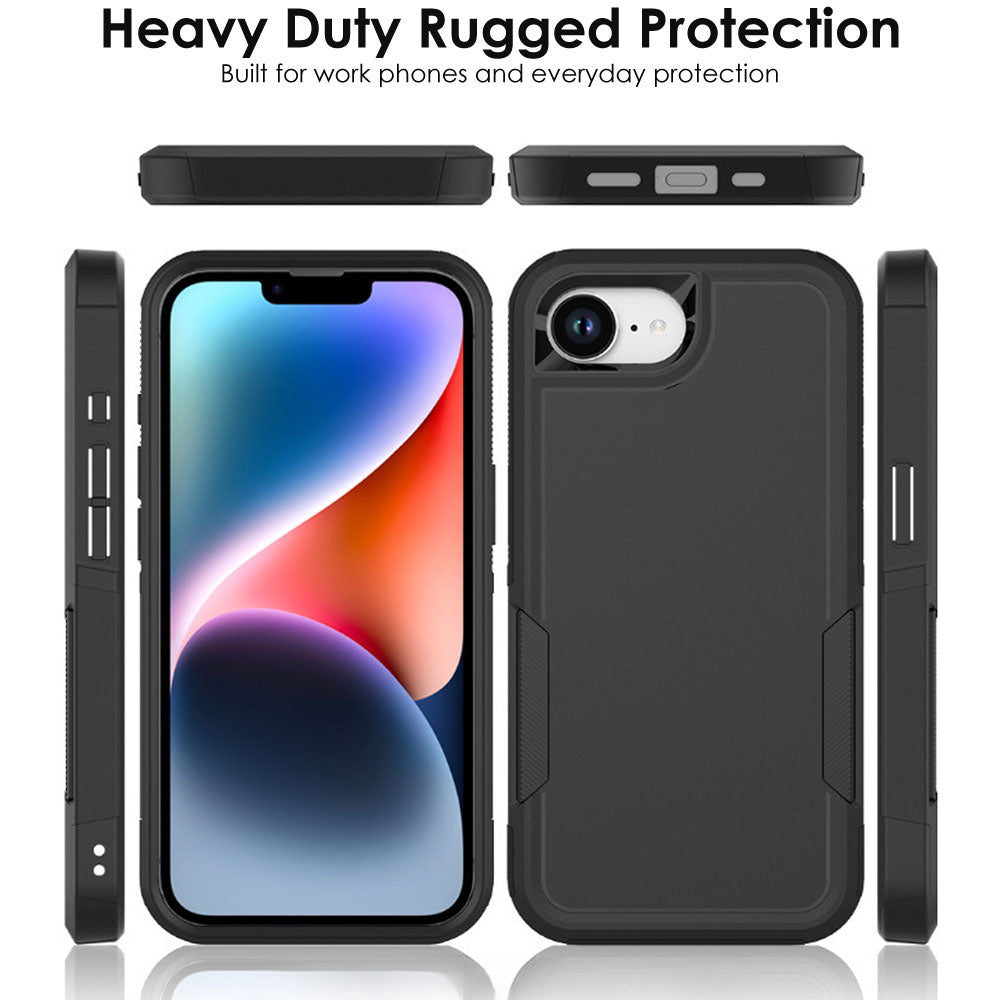 TECHGEAR Tough Rugged Case for iPhone 17e / iPhone 16e – Heavy Duty Shockproof Work Phone Case with Dual Layer Protection, Non-Slip Grip & Raised Screen Protection (Black)