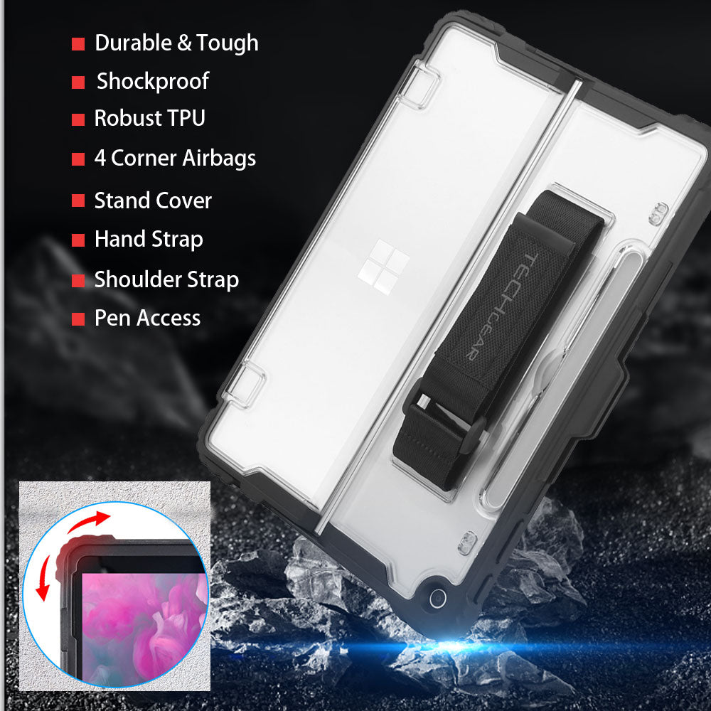 [DuraTUFF Case] Tough Rugged HEAVY DUTY Armour Shockproof Impact Case with Hand Strap, Shoulder Strap & Stand Cover for Microsoft Surface Pro 12 (12", 2025)