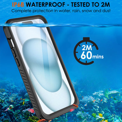 TECHGEAR Waterproof MagSafe Charging Case for iPhone 15 6.1" – IP68 Shockproof 360° Full Body Sealed Cover with Built-In Screen Protector