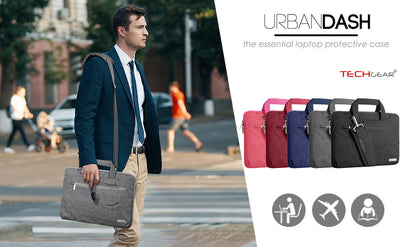 TECHGEAR UrbanDash Laptop Case – 4-in-1 Portable Laptop Sleeve with Strap, Handles & Trolley Belt, Shockproof Carry Case (Available in 5 Colours, and Sizes 11–15.6”)