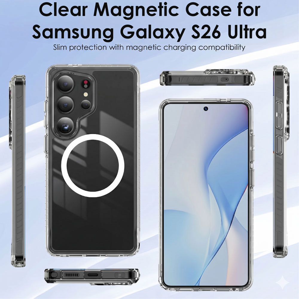 TECHGEAR Clear Magnetic Case for Samsung Galaxy S26 Ultra – Slim Transparent Shockproof Cover with MagSafe Compatible Wireless Charging