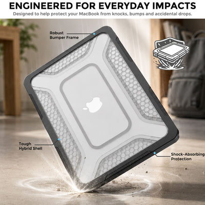 TECHGEAR BallisticWrap Case for MacBook Neo 13" (2026 A18 Pro) - Student Laptop Tough Hard Shell Cover with Kickstand, Shockproof TPU Edges