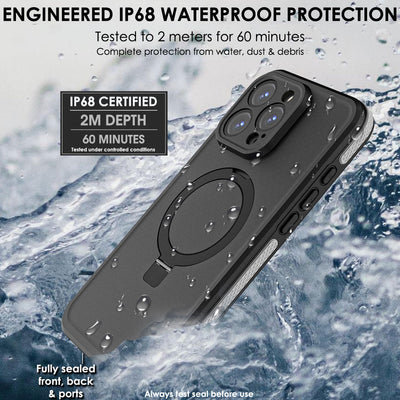 TECHGEAR Waterproof Magnetic Stand Case for iPhone 16 Pro 6.3" – IP68 Shockproof MagSafe Compatible Cover