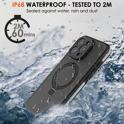 TECHGEAR Waterproof Magnetic Stand Case for iPhone 16 Pro 6.3" – IP68 Shockproof MagSafe Compatible Cover